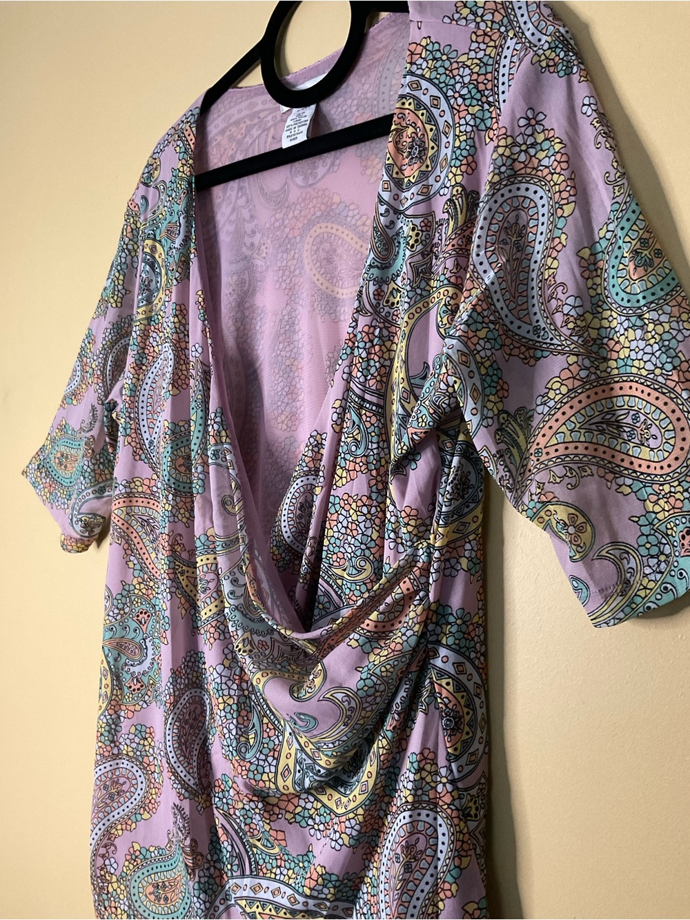 Jessica London Lavender Paisley Draped Cowl Neck Top - Picture 2 of 6